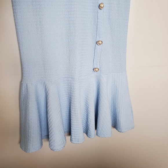 SHEIN Mulvari Pearl Button Detail Mermaid Hem Dress - Size Medium - Baby Blue - Picture 3 of 13